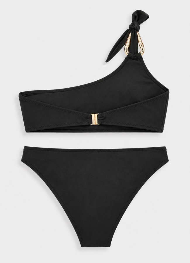 SİYAH Renk Aksesuarlı Straplez Bikini Takım - 3
