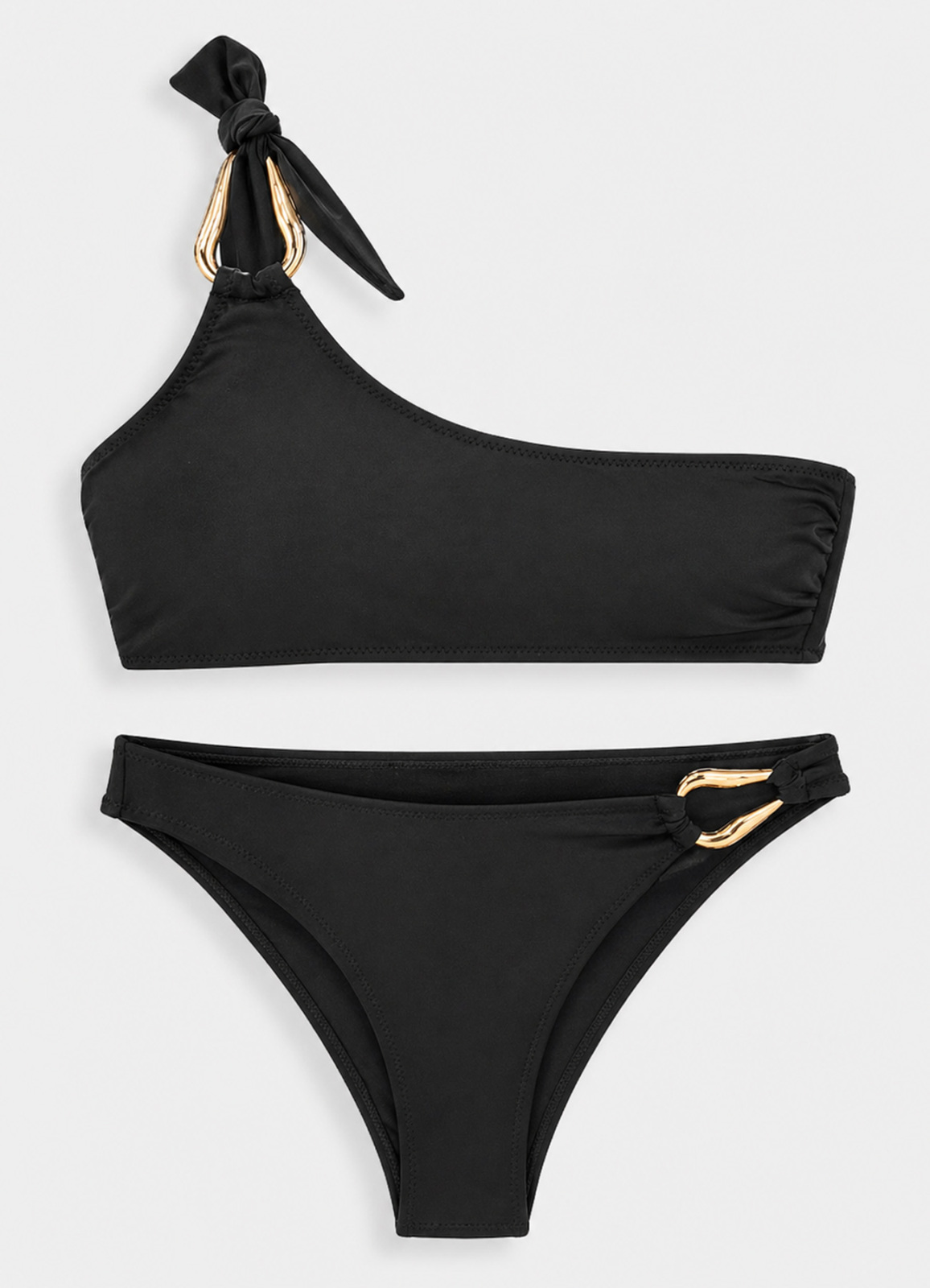 SİYAH Renk Aksesuarlı Straplez Bikini Takım - 4