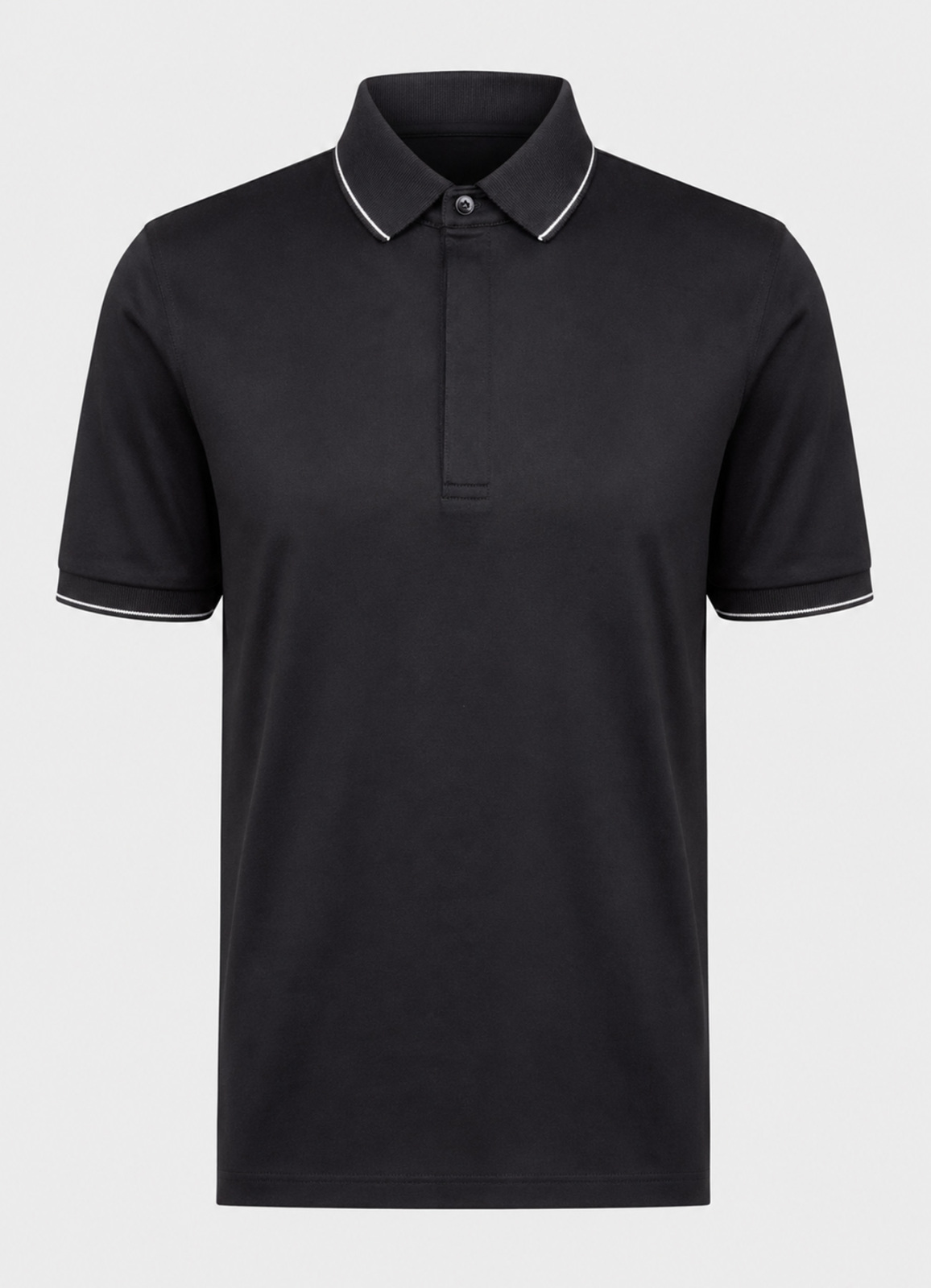 Siyah Renk Apreli Polo Yaka Erkek T-Shirt - 1