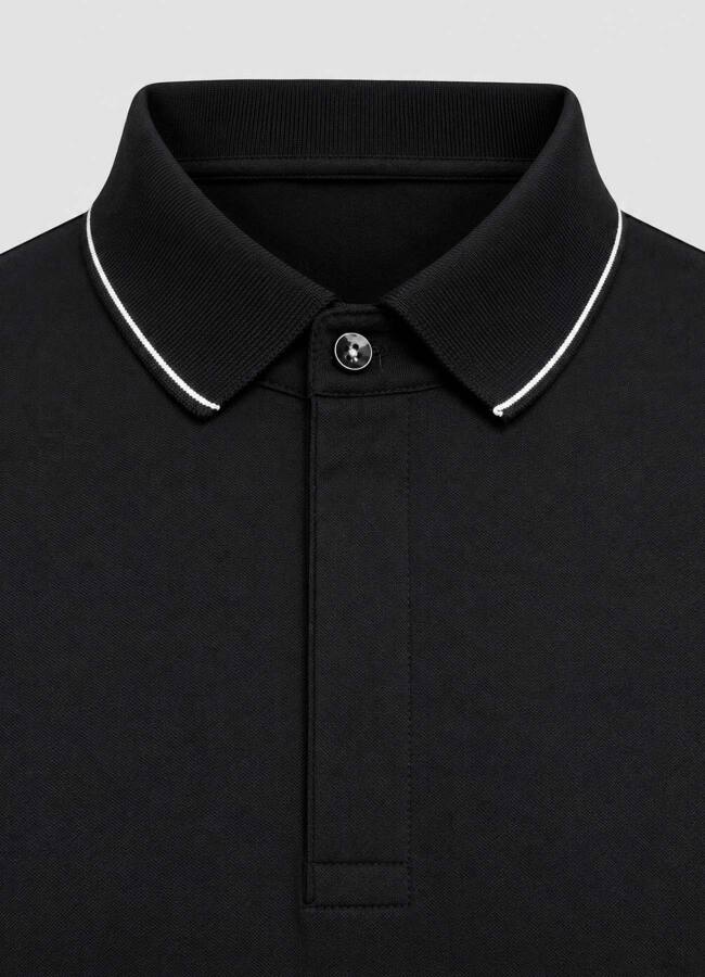 Siyah Renk Apreli Polo Yaka Erkek T-Shirt - 3