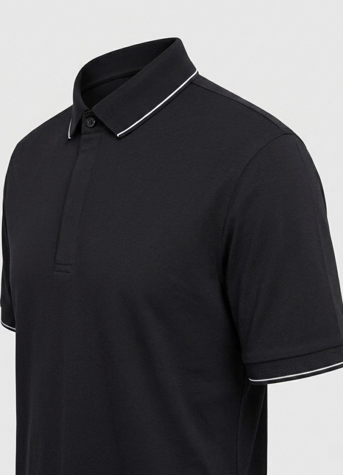 Siyah Renk Apreli Polo Yaka Erkek T-Shirt - 4