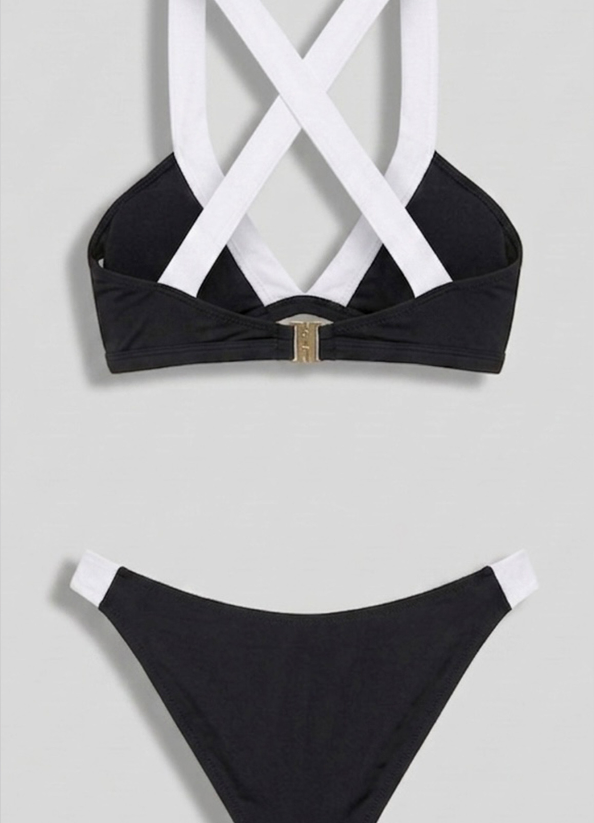 Siyah Renk Lastik Detaylı Halter Bikini Takım - 3