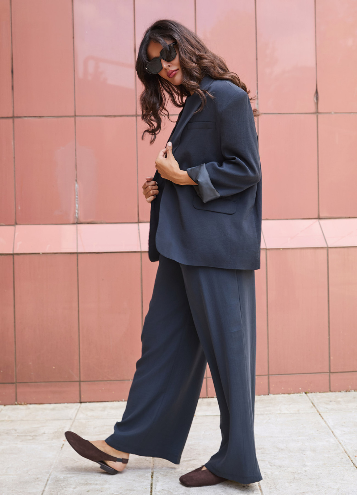 Siyah Renk Modal Oversize Blazer Ceket