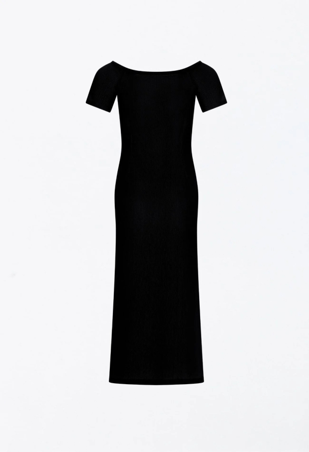 Siyah Renk Ocean Midi Dress - Paper Bag - 2