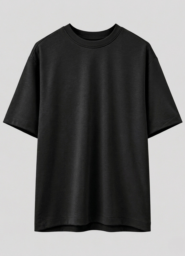 Siyah Renk Oversize Modal Erkek T-Shirt - 2