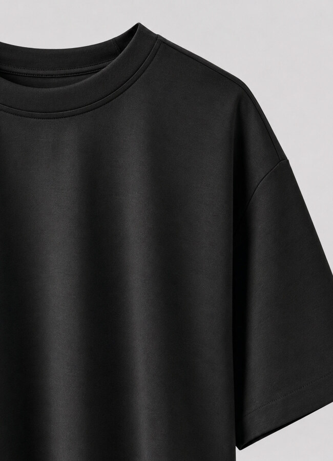 Siyah Renk Oversize Modal Erkek T-Shirt - 3