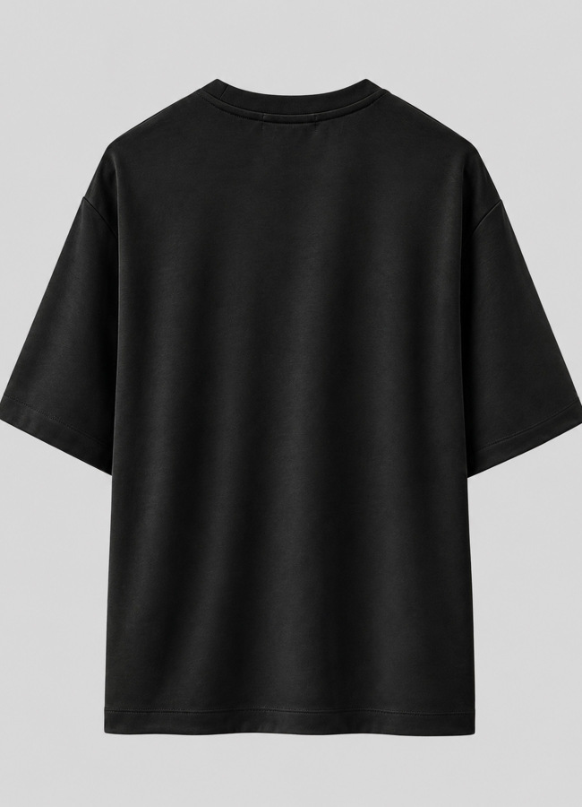 Siyah Renk Oversize Modal Erkek T-Shirt - 4