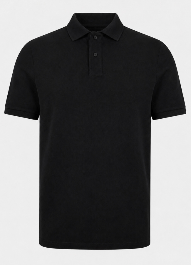 Siyah Renk Pike Dokulu Polo Yaka Erkek T-Shirt
