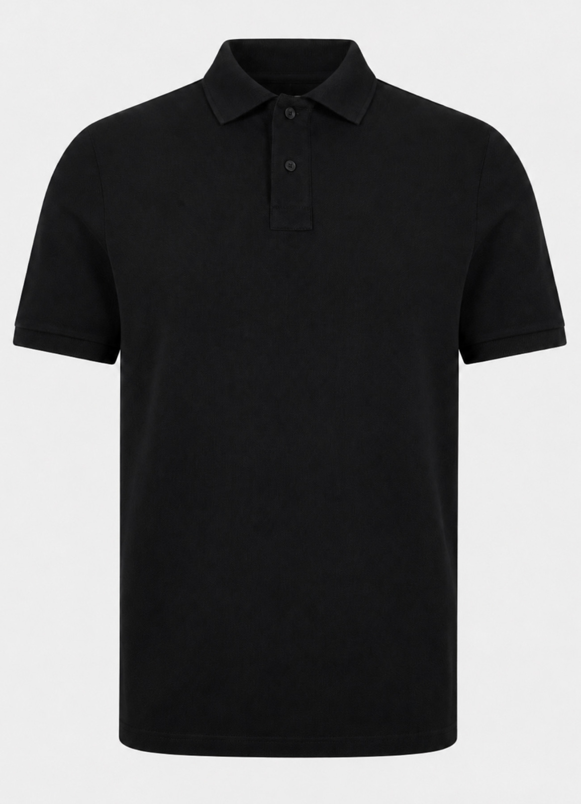 Siyah Renk Pike Dokulu Polo Yaka Erkek T-Shirt - 1