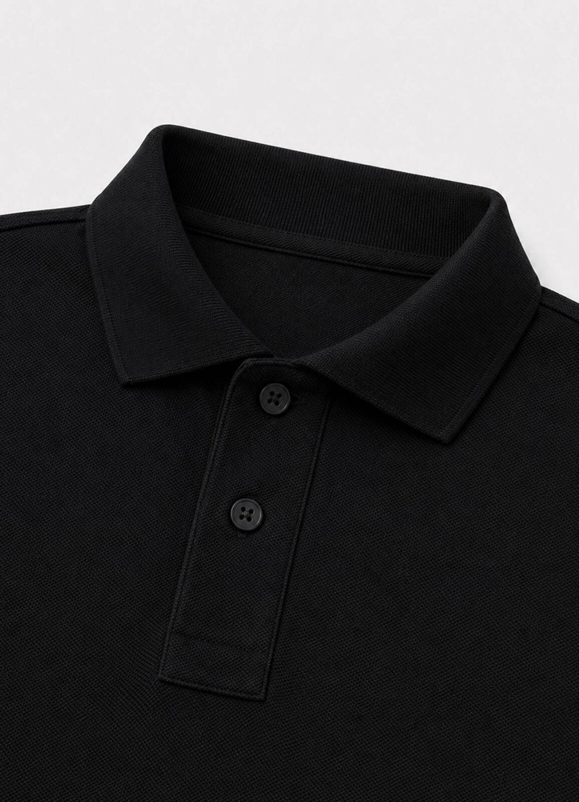 Siyah Renk Pike Dokulu Polo Yaka Erkek T-Shirt - 2