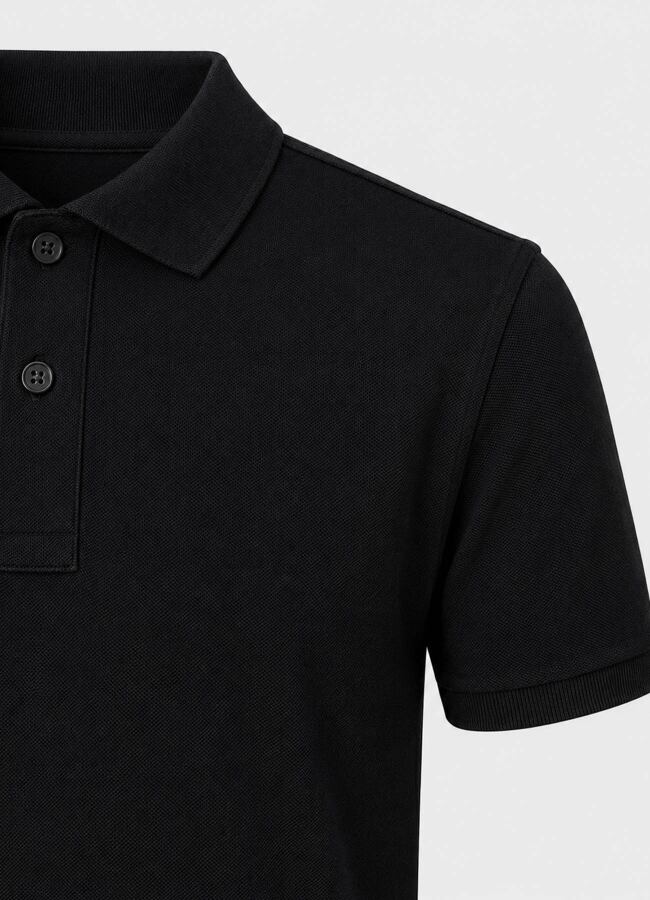 Siyah Renk Pike Dokulu Polo Yaka Erkek T-Shirt - 3