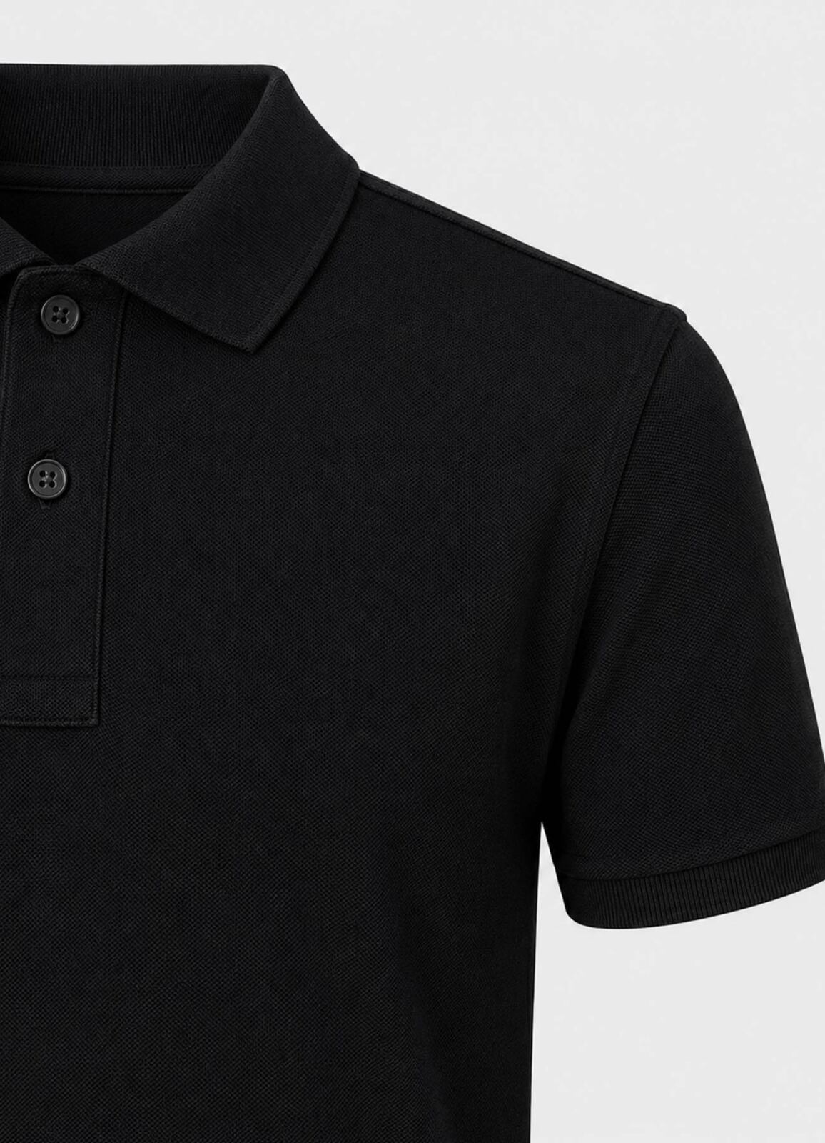 Siyah Renk Pike Dokulu Polo Yaka Erkek T-Shirt - 3
