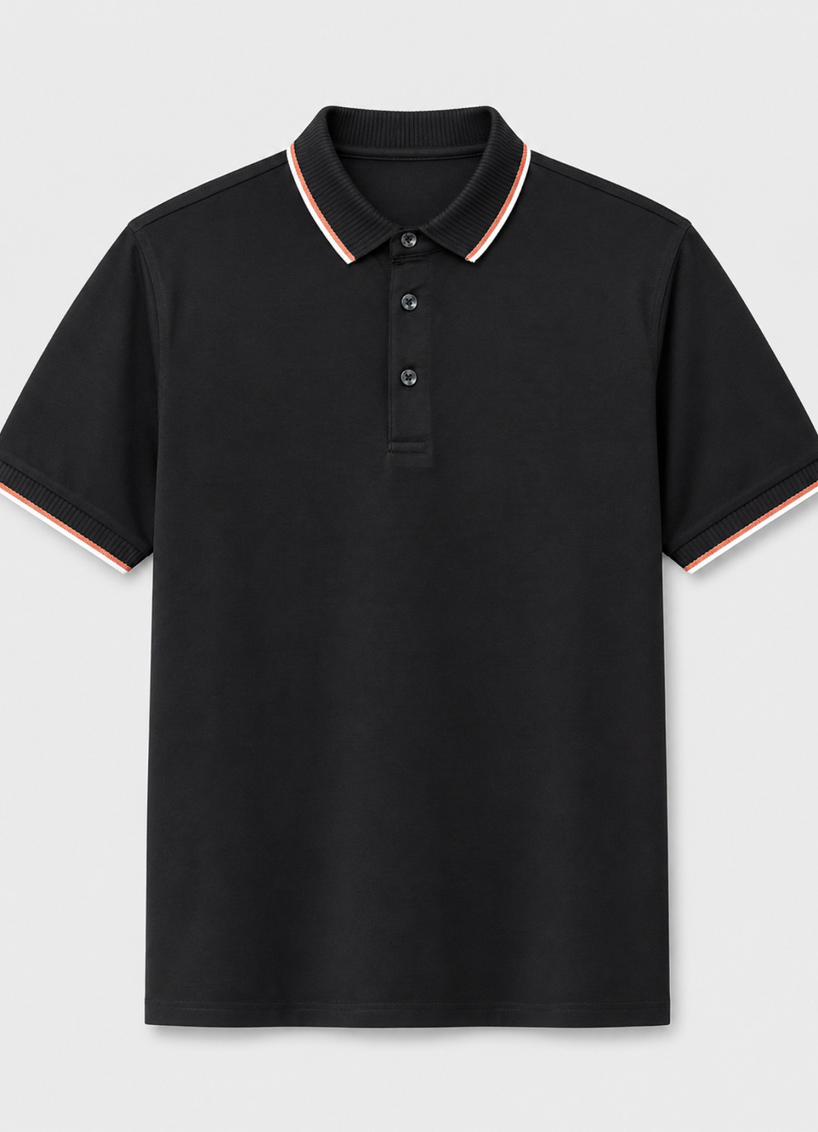 Siyah Renk Polo Yaka Erkek T-Shirt - 1