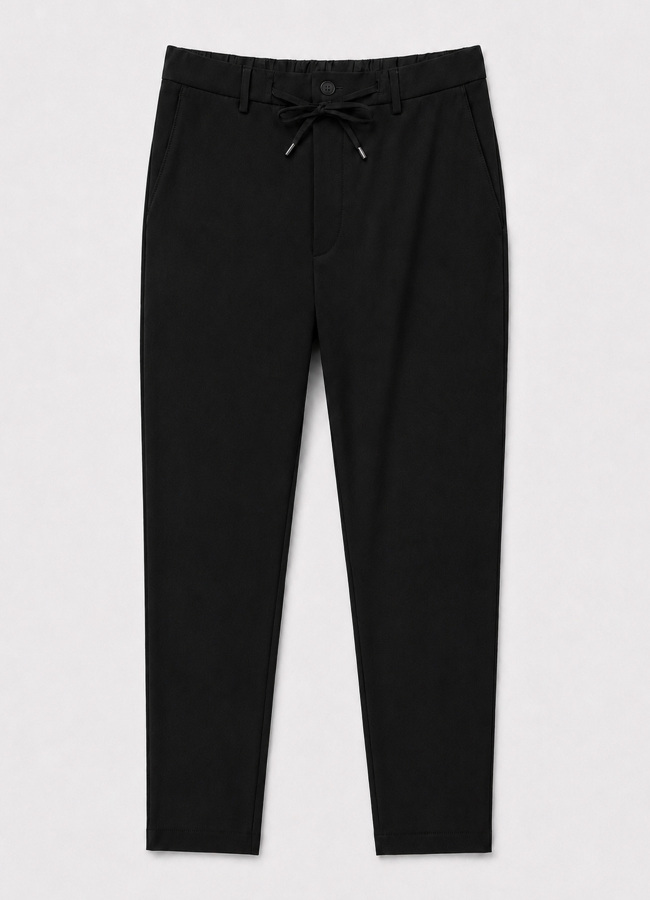 Siyah Renk Polyester Bağcıklı Teknik Pantolon - 3