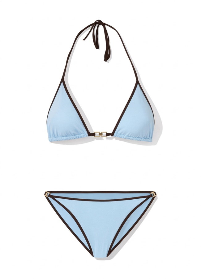 Turkuaz Renk Aura Bağlamalı Bikini Takım - 1