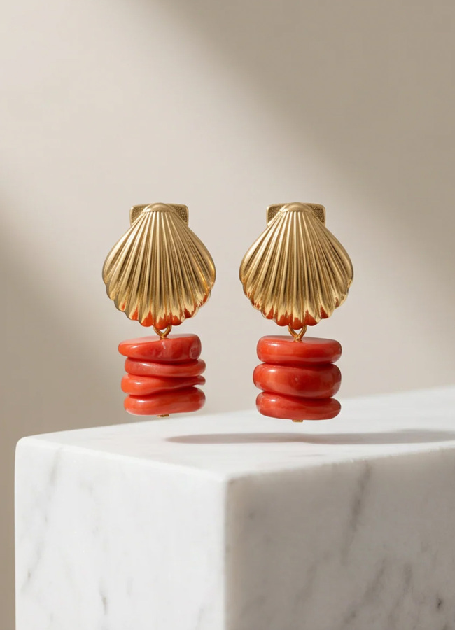 Turuncu Oria Coral Küpe - 3