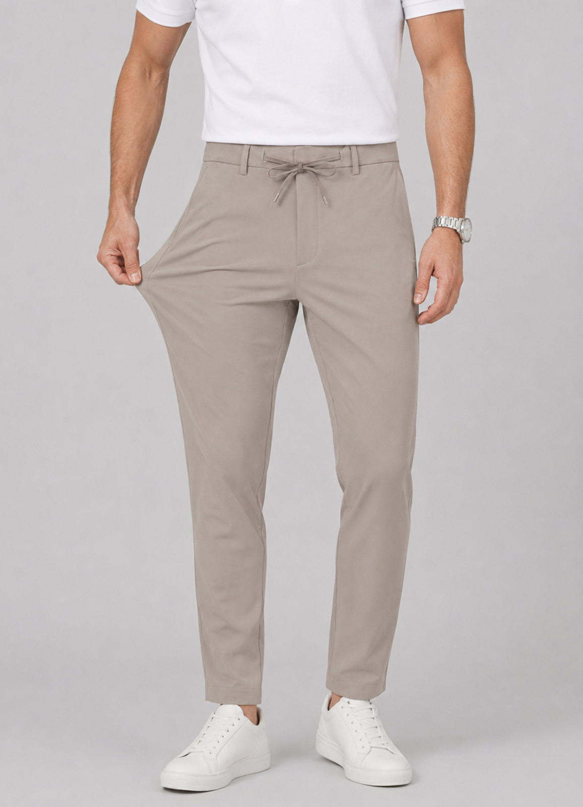 Vizon Renk Polyester Bağcıklı Teknik Pantolon - 3