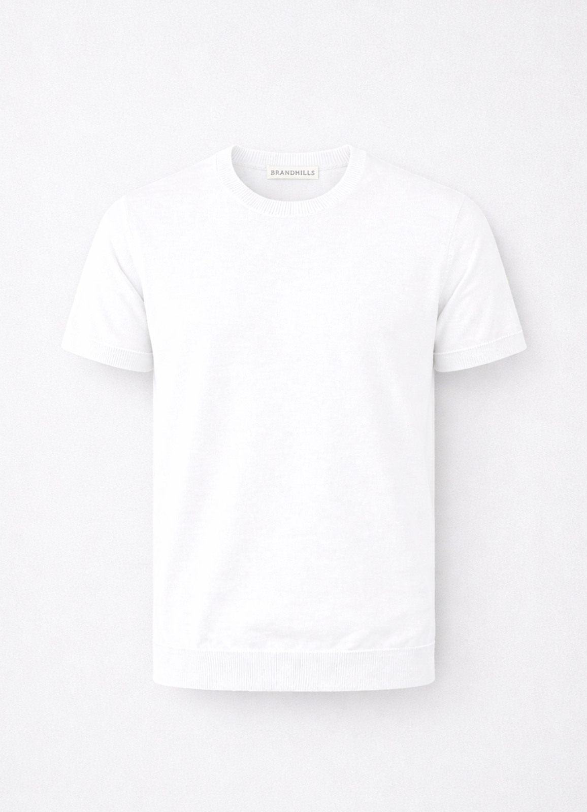 Beyaz Renk Bisiklet Yaka Basic Triko