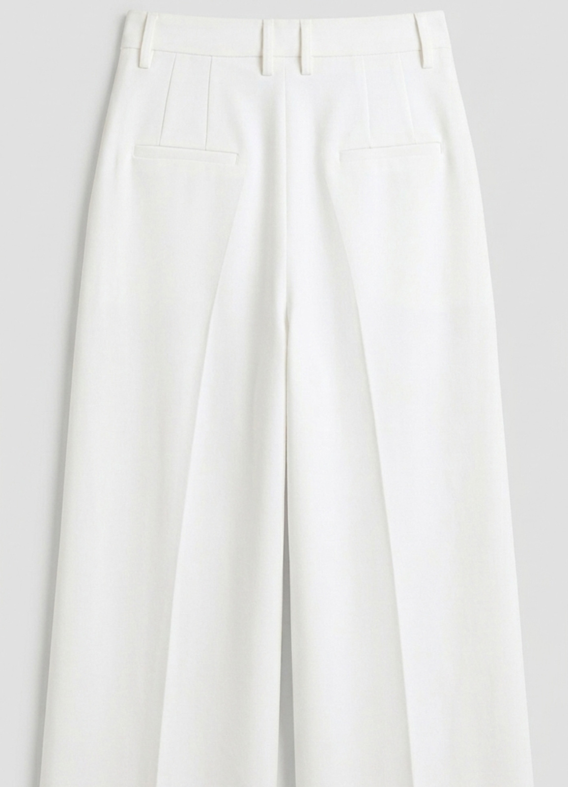 Beyaz Renk Yüksek Bel Örme Palazzo Pantolon - 4