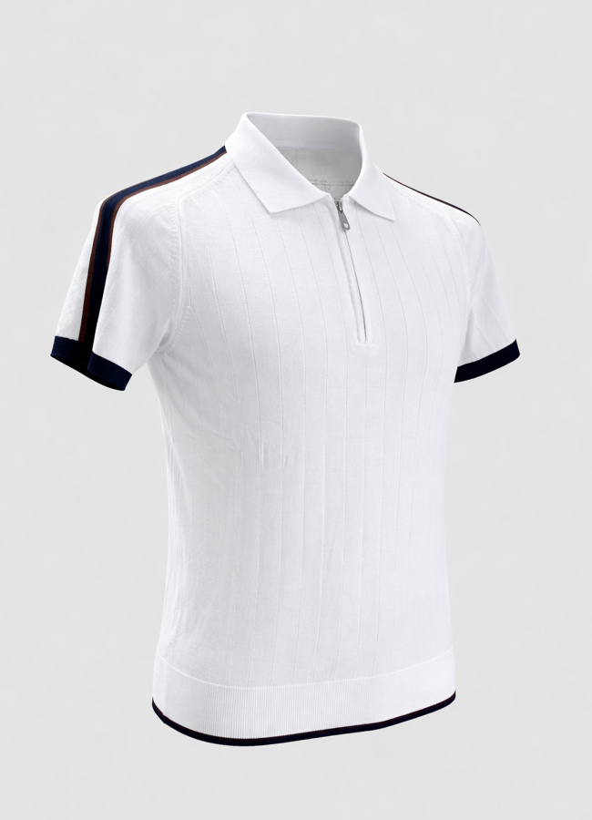 Beyaz Renk Polo Yaka Triko