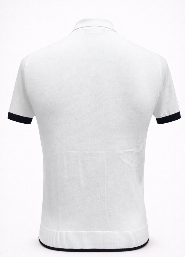 Beyaz Renk Polo Yaka Triko - 2