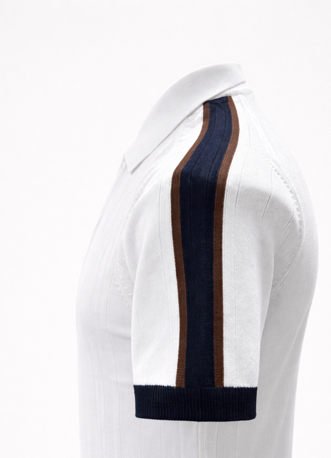 Beyaz Renk Polo Yaka Triko - 4