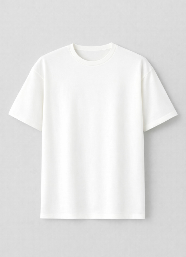 Beyaz Renk Pamuk Karışımlı Tişört
