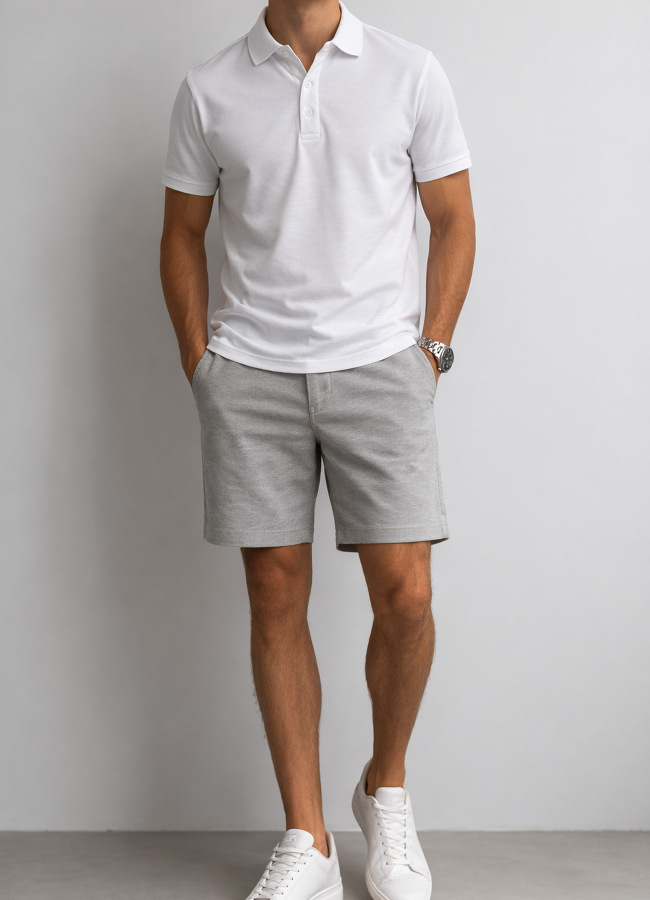 Beyaz Renk Pamuk Karışımlı Polo Yaka T-Shirt